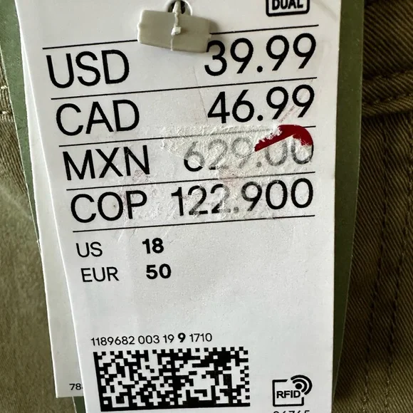 🌿 NWT H&M Green Cargo Pants Size 18 Utility Pocket Stretch Khaki 🤎 - Picture 2 of 11